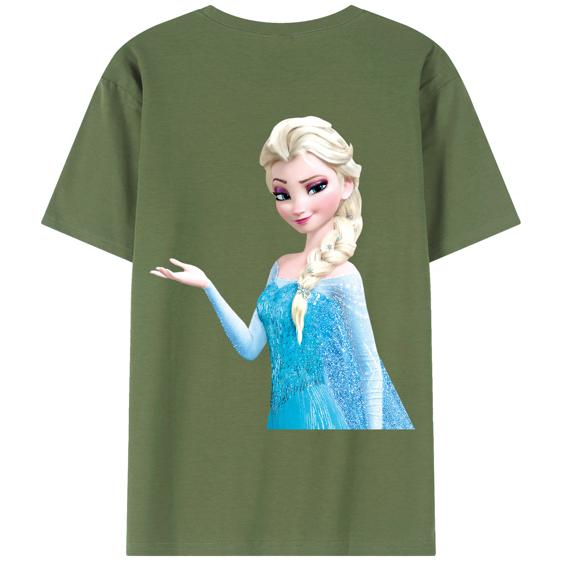 （画像用） アナと雪の女王 アンナ エルサ Frozen Anna Elsa 綿100％ メンズ半袖Tシャツ（バックプリント） 通気性
